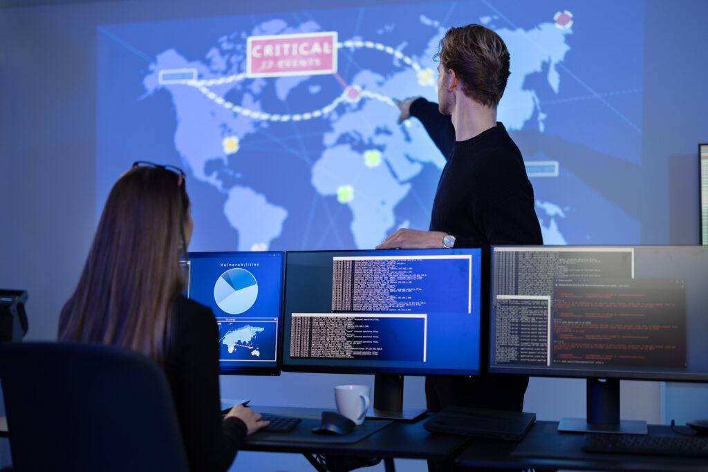 Cyber security team training in a Cyber Security Operations Center SOC